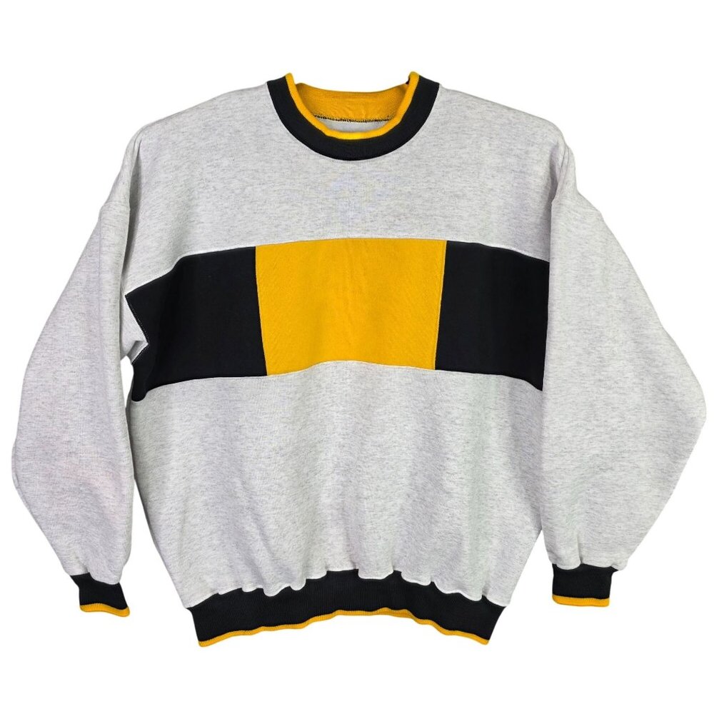 Mens Vintage Dodger Gray Yellow Black Color Block Sweatshirt Long Sleeve XXL